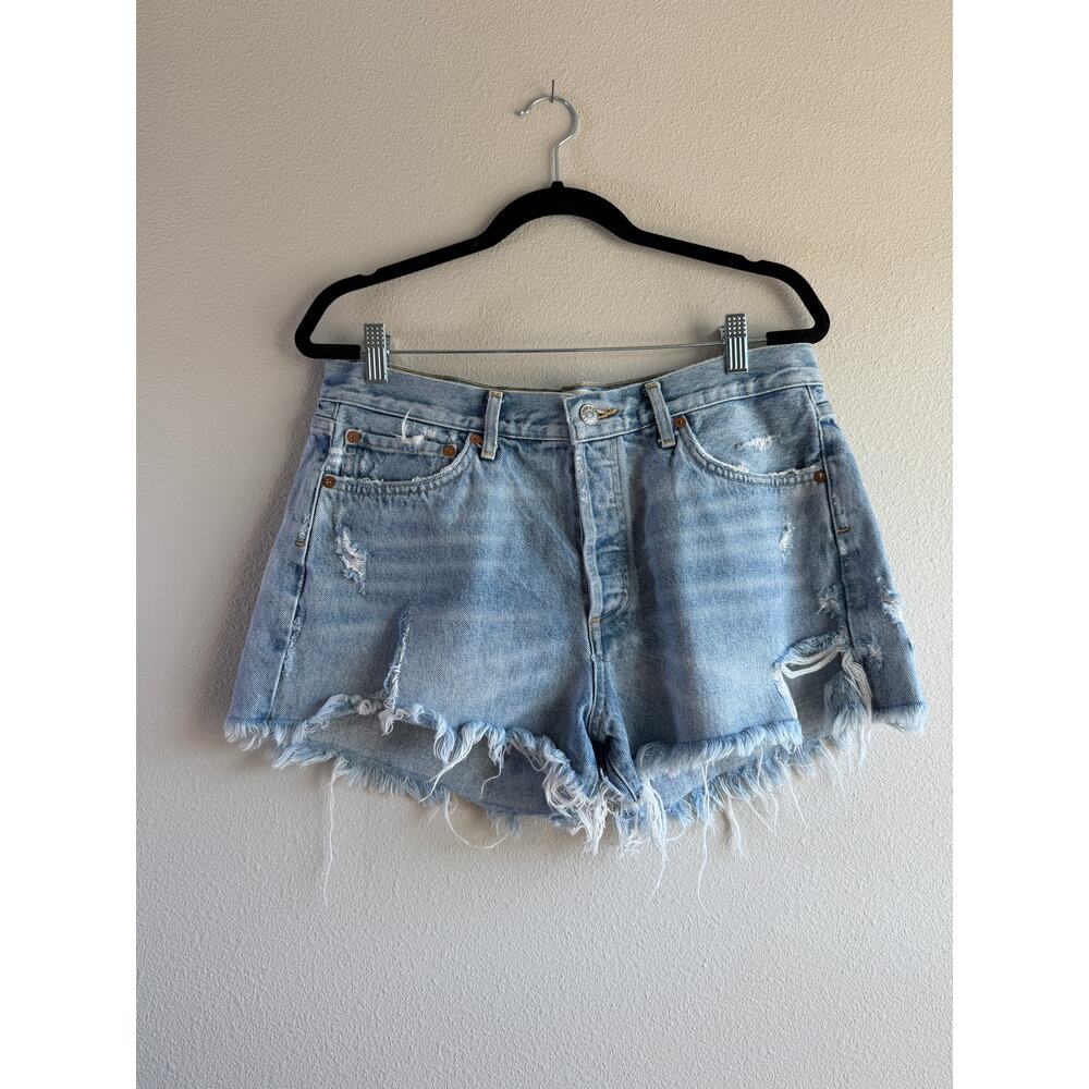 Agolde Parker Vintage Distressed Jean Shorts Womens 30 Summer Raw Hem Button Fly